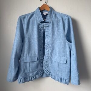 Bon Worth Vintage ruffle pocket front lightweight jacket